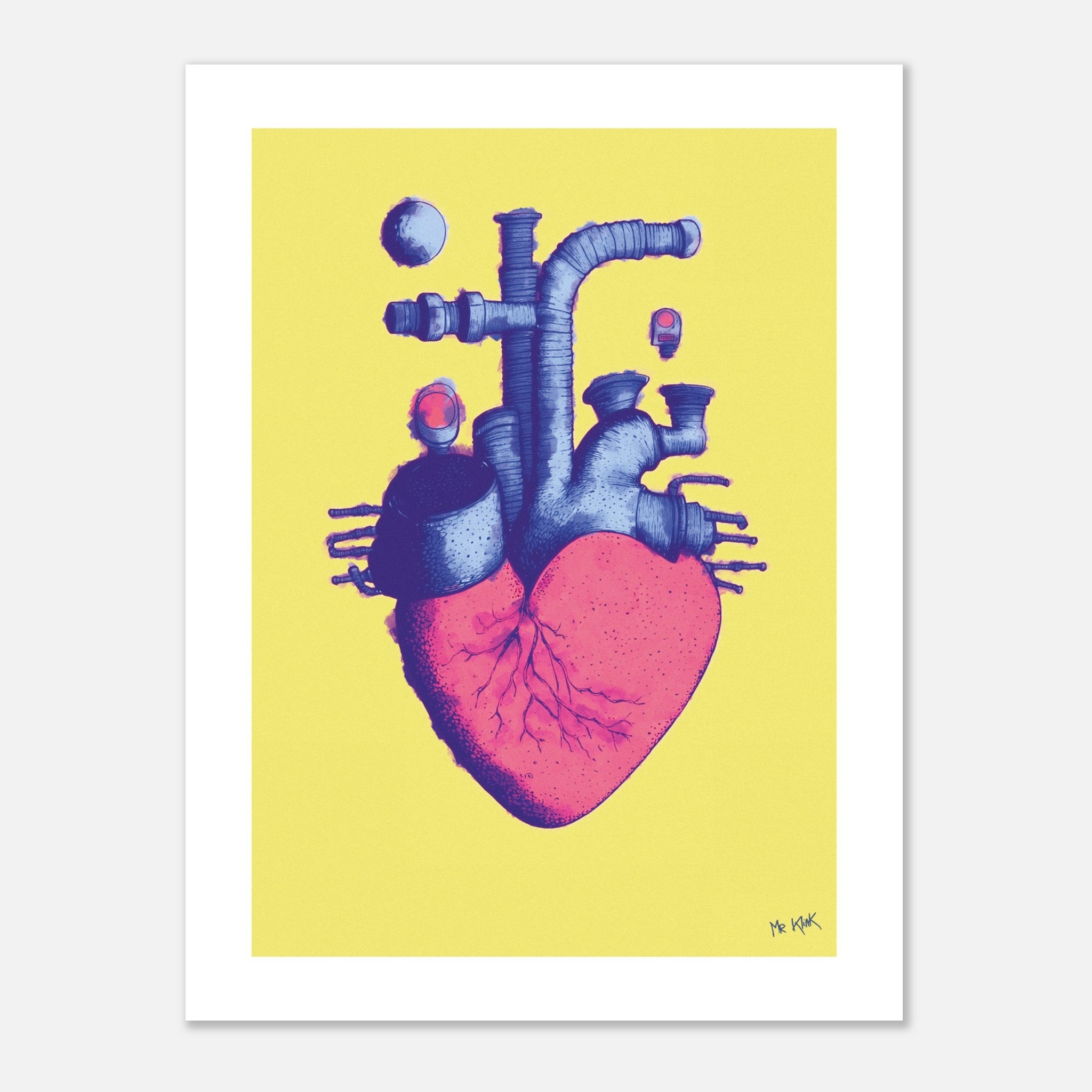 Poster CŒUR MÉCANIQUE art contemporain Mr Klink Philippe Klinger fusion amour technologie