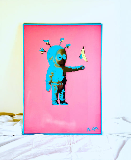 BZ Mirror — Spray et pochoir sur vitre 50×70 cm — Mr Klink, 2025