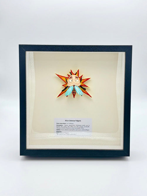 BZzz Colericus Vulgaris — Sculpture résine peinte, 20×20 cm avec cadre — Mr Klink, 2025, vue de face