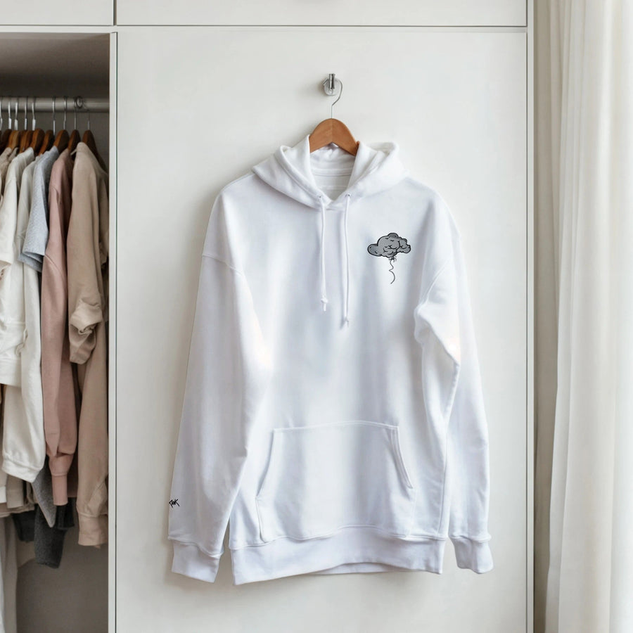 Sweat HELD BY AIR — Hoodie brodé blanc — Mr Klink, vue de face
